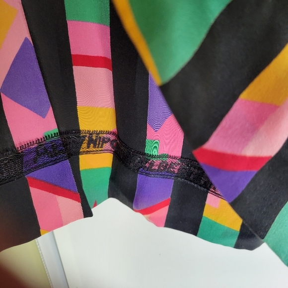 Vintage Albert Nipon womens square neck silk midi dress multicolour pleated 8 - Picture 10 of 14